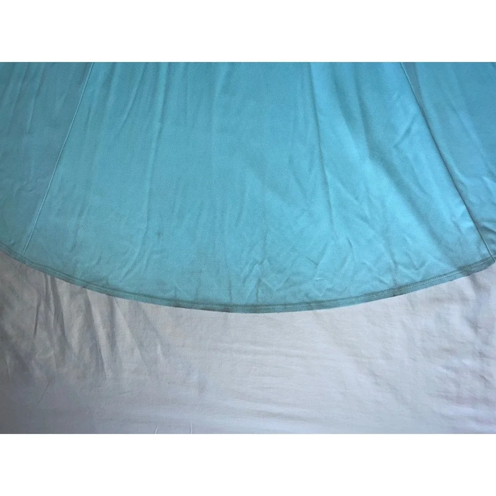 Nicole Bakti Turquoise Blue Rhinestone Ruched Formal Prom Gown Dress Womens Sz S - Picture 10 of 12